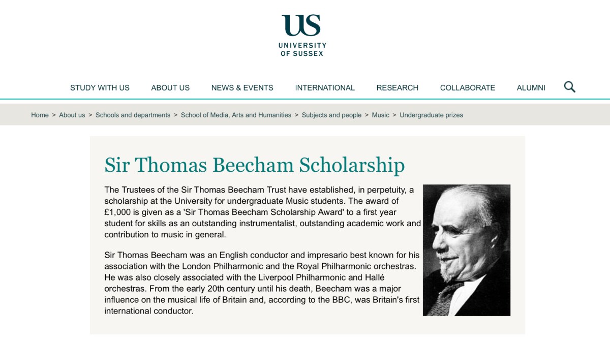 Sir Thomas Beecham Scholarship&nbsp;Award
